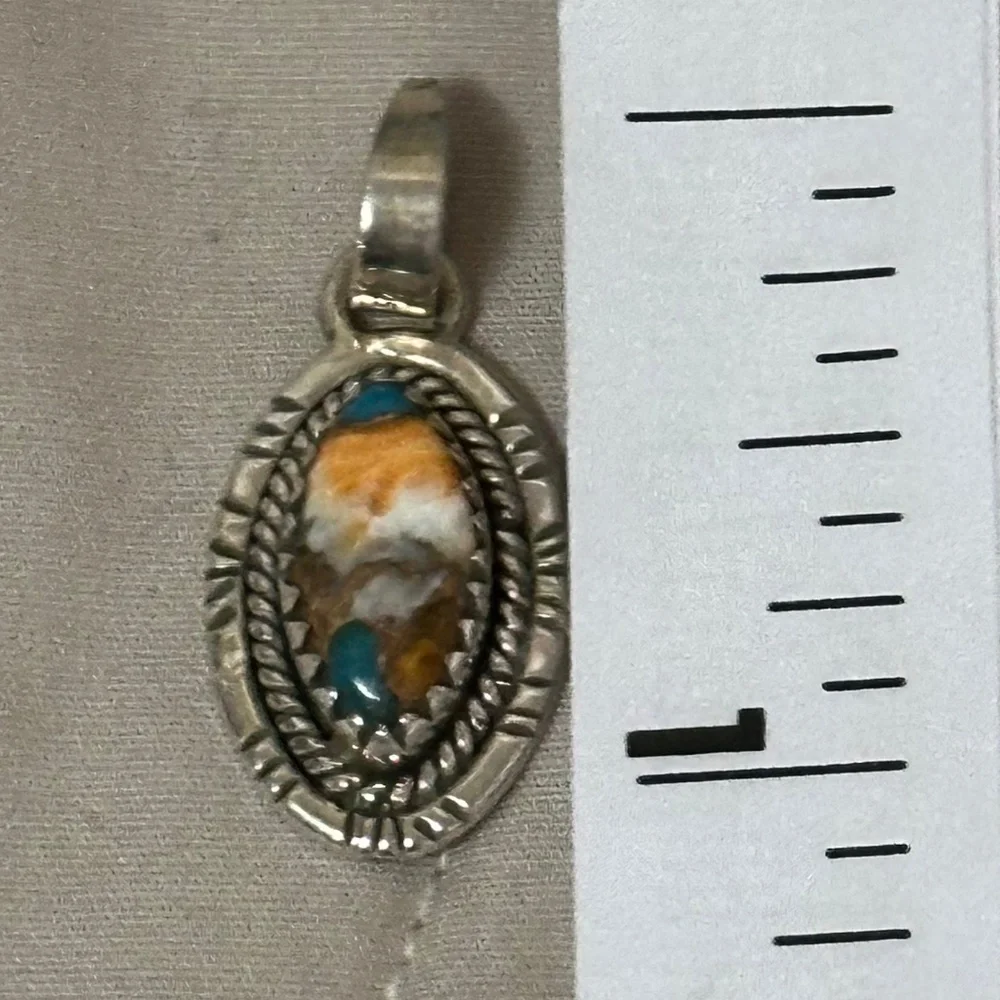 925 Sterling Silver Spiny Oyster Copper Turquoise Oval Orange/White/Blue/Brown - Picture 8 of 13